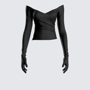 Sexy black Cold shoulder top with matching gloves size small NEW